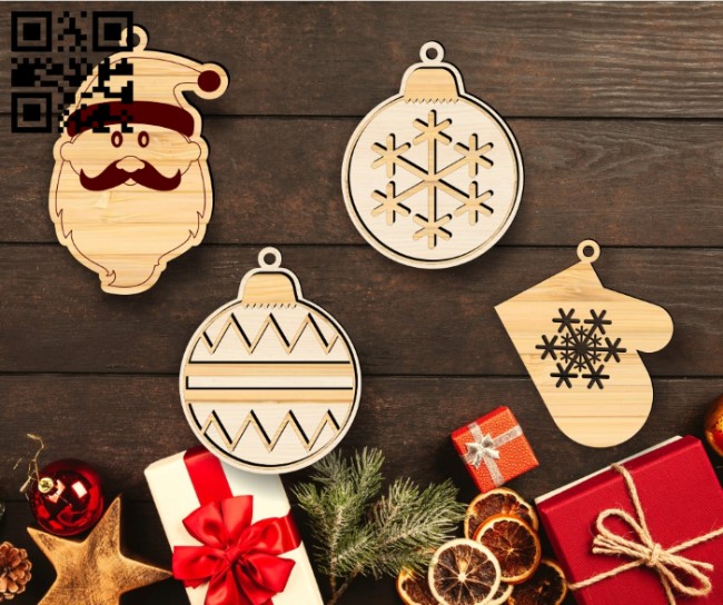 Christmas Ornament E0017937 file cdr and dxf free vector download for Laser cut