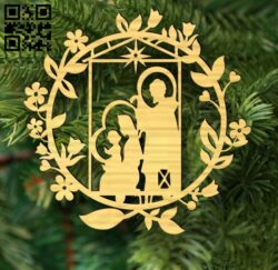 Christmas Wreath E0017901 file cdr and dxf free vector download for Laser cut