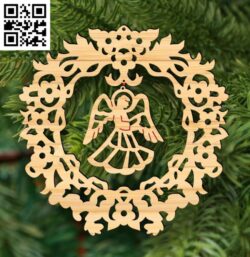 Christmas Wreath E0017981 file cdr and dxf free vector download for laser cut