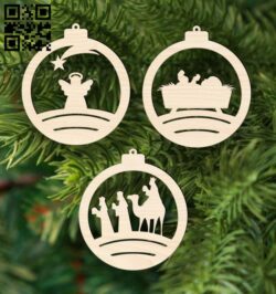 Christmas ball E0017834 file cdr and dxf free vector download for laser cut