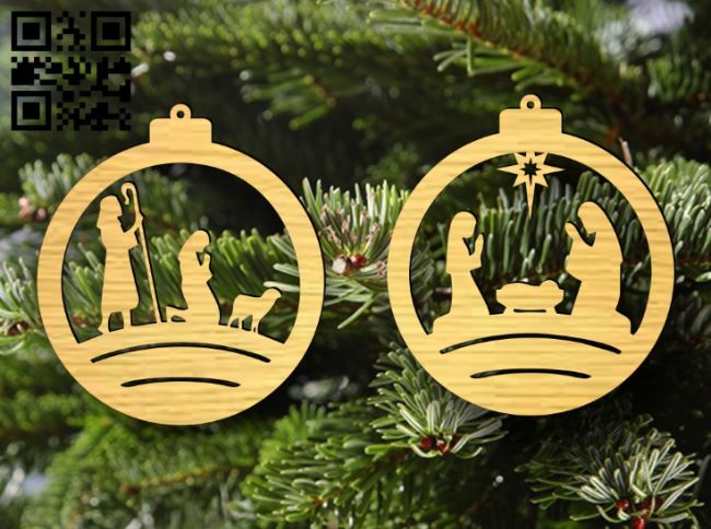 Christmas ball E0017835 file cdr and dxf free vector download for laser cut