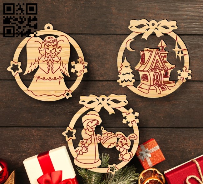 Christmas ball E0017940 file cdr and dxf free vector download for Laser cut