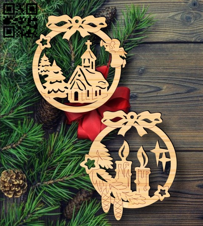 Christmas ball E0017942 file cdr and dxf free vector download for Laser cut