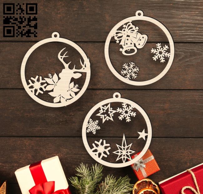 Christmas ball E0017973 File cdr and dxf free vector download for laser cut
