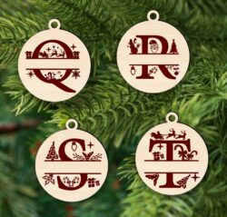 Christmas monogram E0017833 file cdr and dxf free vector download for laser cut