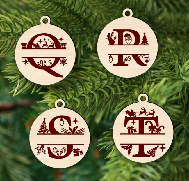 Christmas monogram E0017833 file cdr and dxf free vector download for laser cut