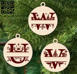 Christmas monogram E0017850 file cdr and dxf free vector download for Laser cut