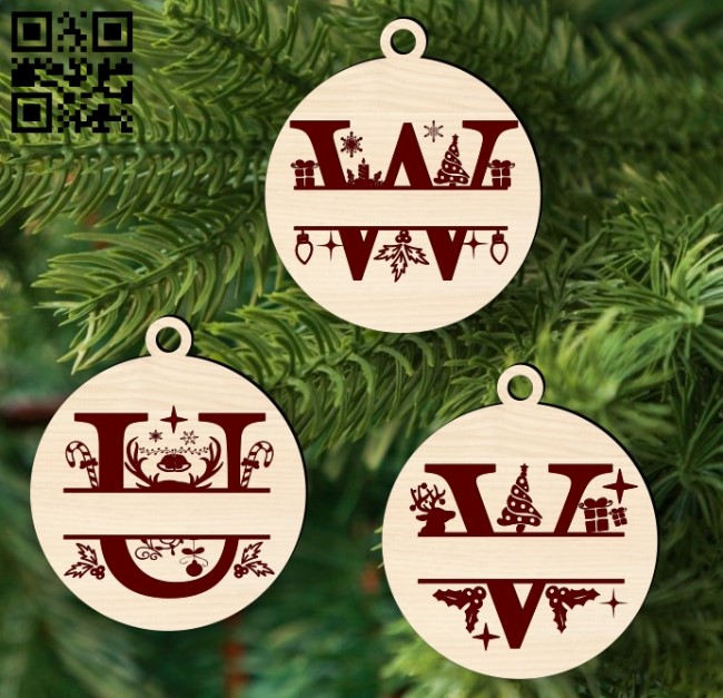 Christmas monogram E0017850 file cdr and dxf free vector download for Laser cut