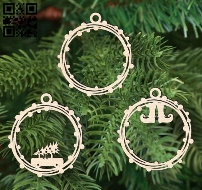 Christmas ornament E0017849 file cdr and dxf free vector download for Laser cut