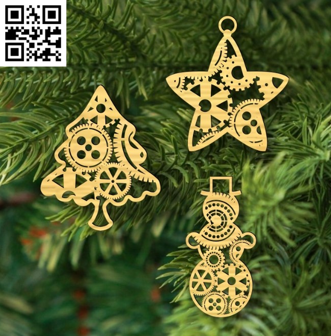 Christmas ornament E0017876 file cdr and dxf free vector download for Laser cut