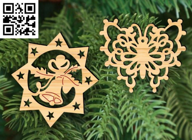 Christmas ornament E0017884 file cdr and dxf free vector download for Laser cut