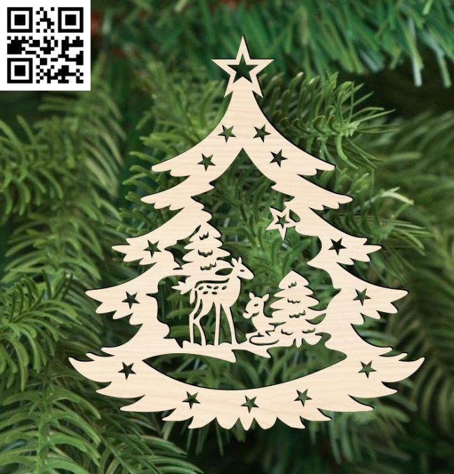 Christmas ornament E0017888 file cdr and dxf free vector download for Laser cut