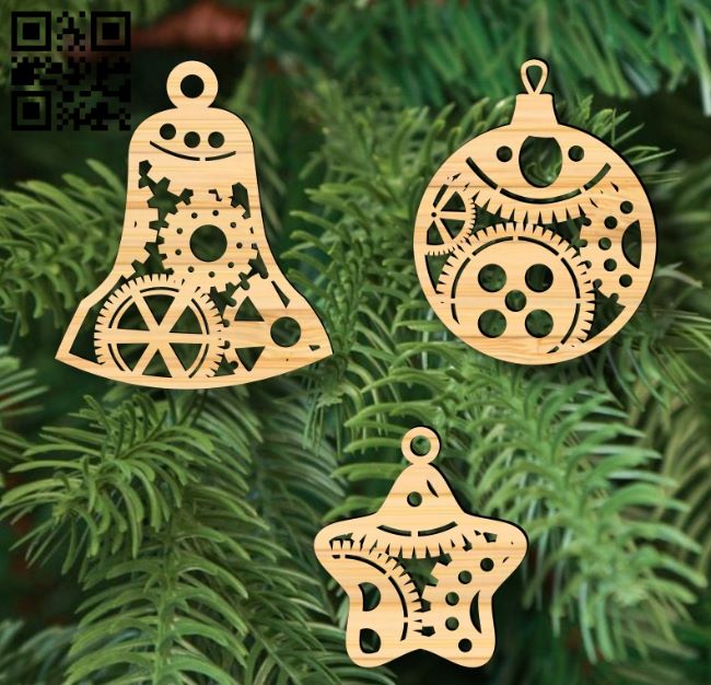 Christmas ornament E0017908 file cdr and dxf free vector download for Laser cut