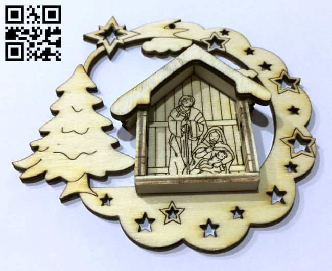 Christmas ornament E0017909 file cdr and dxf free vector download for Laser cut