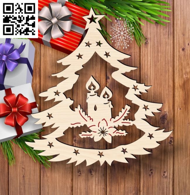Christmas ornament E0017982 file cdr and dxf free vector download for laser cut