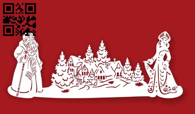 Christmas scene E0017831 file cdr and dxf free vector download for laser cut