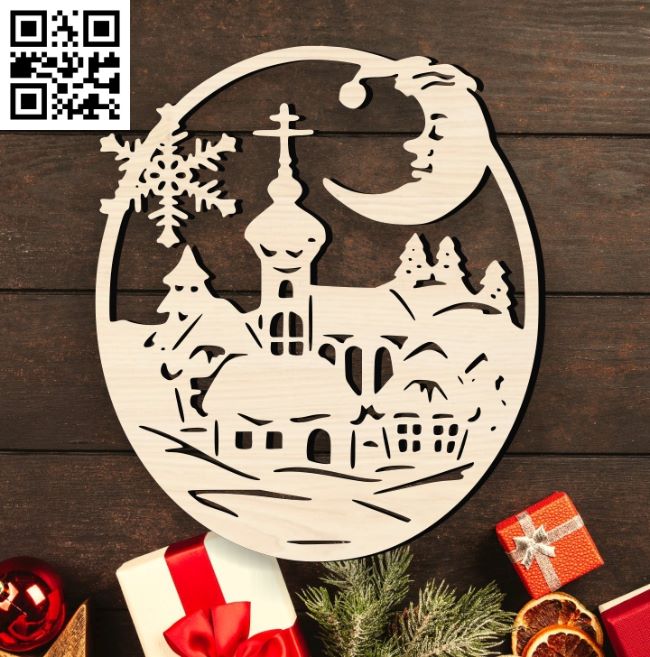 Christmas scene E0017925 file cdr and dxf free vector download for Laser cut plasma
