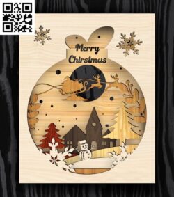 Christmas scene layered E0017839 file cdr and dxf free vector download for laser cut