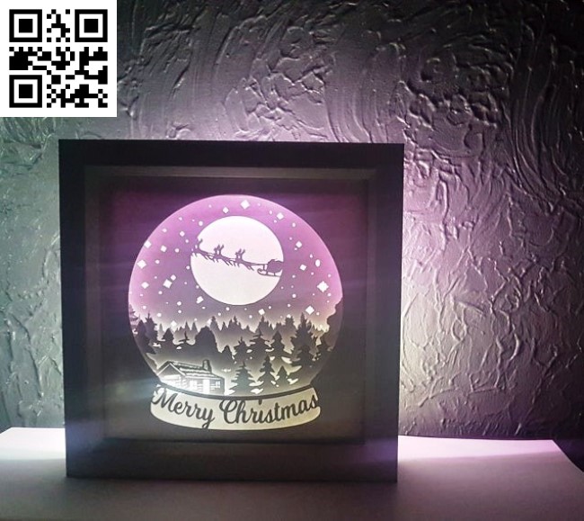 Christmas snow globe E0017840 light box file cdr and dxf free vector download for laser cut