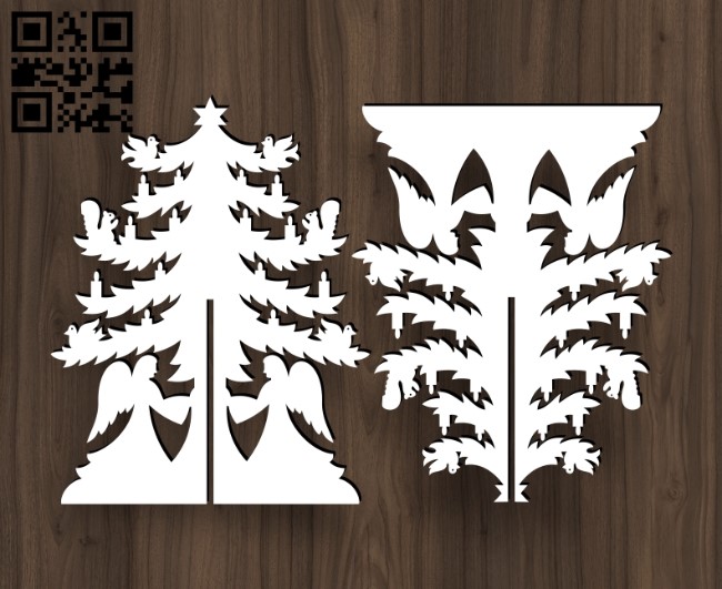 Christmas tree E0017861 file cdr and dxf free vector download for Laser cut
