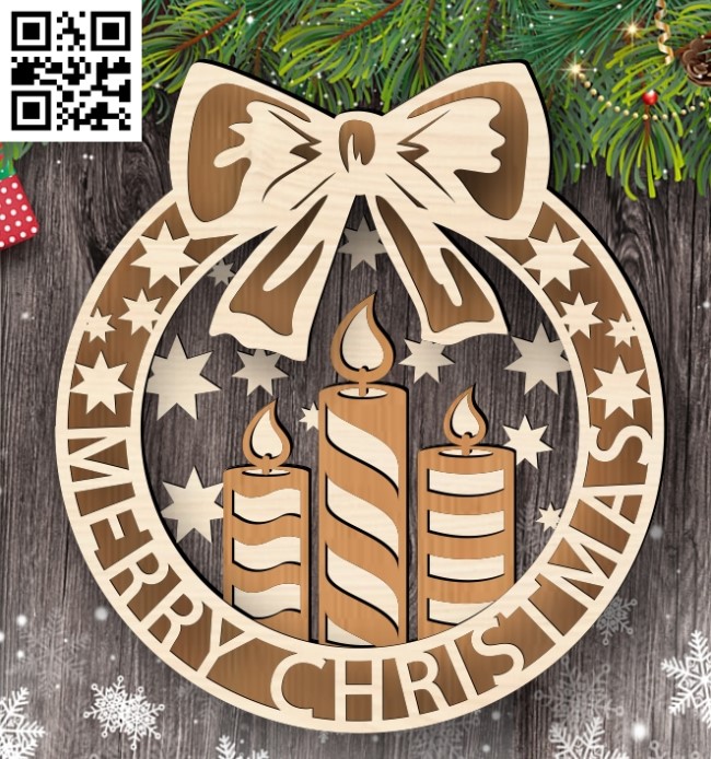 Christmas wreath E0017878 file cdr and dxf free vector download for Laser cut plasma
