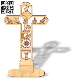 Cross with boy praying E0017822 file cdr and dxf free vector download for laser cut