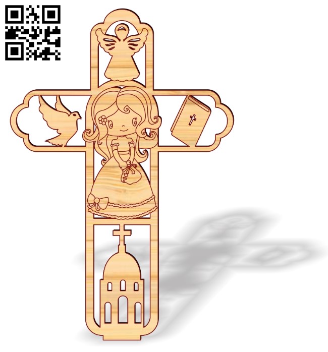 Cross with girl E0017853 file cdr and dxf free vector download for Laser cut