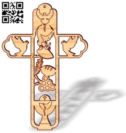 Cross with praying E0017855 file cdr and dxf free vector download for Laser cut