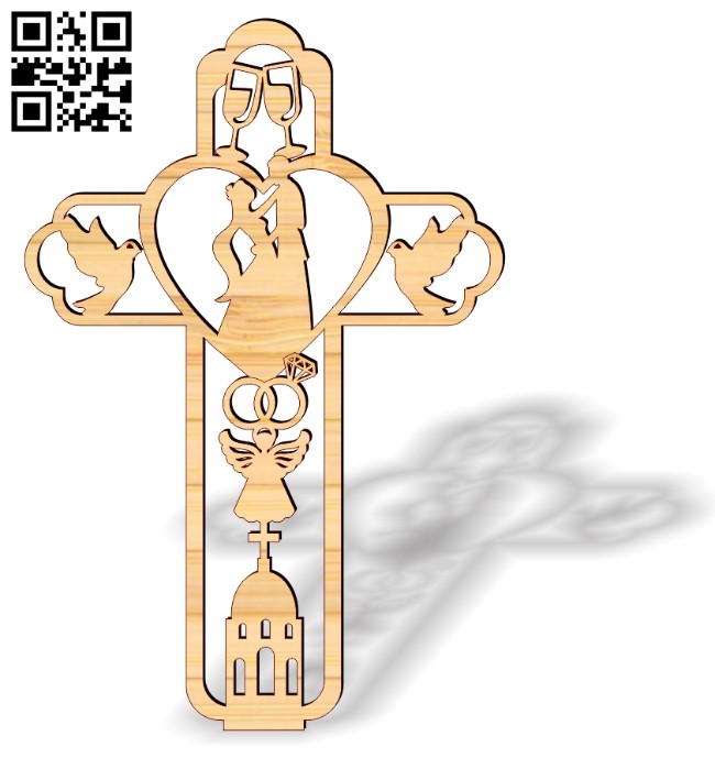 Cross with wedding E0017852 file cdr and dxf free vector download for Laser cut