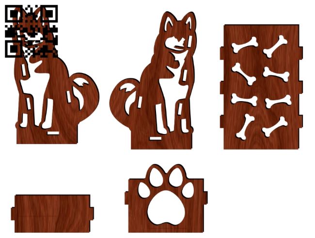 Dog card holder E0017825 file cdr and dxf free vector download for laser cut