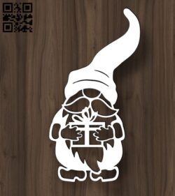 Gnome with christmas gift E0017905 file cdr and dxf free vector download for Laser cut
