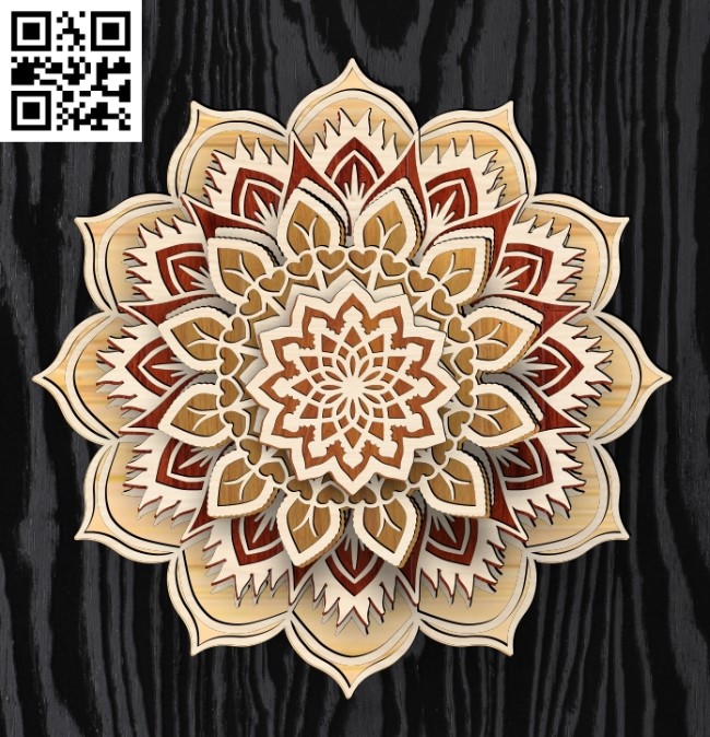 Mandala layered E0017874 file cdr and dxf free vector download for Laser cut