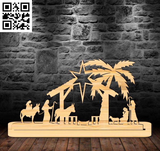 Nativity scene E0017856 file cdr and dxf free vector download for Laser cut