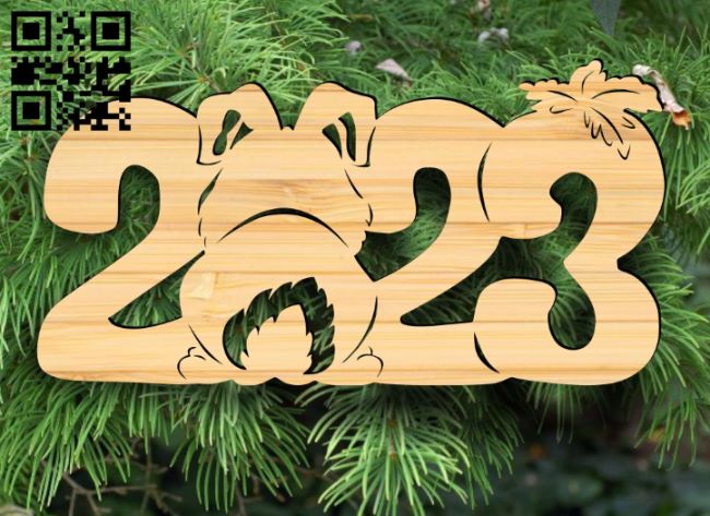 Rabbit with the year 2023 E0017892 file cdr and dxf free vector download for Laser cut