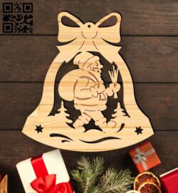 Santa Claus with bell E0017975 File cdr and dxf free vector download for laser cut