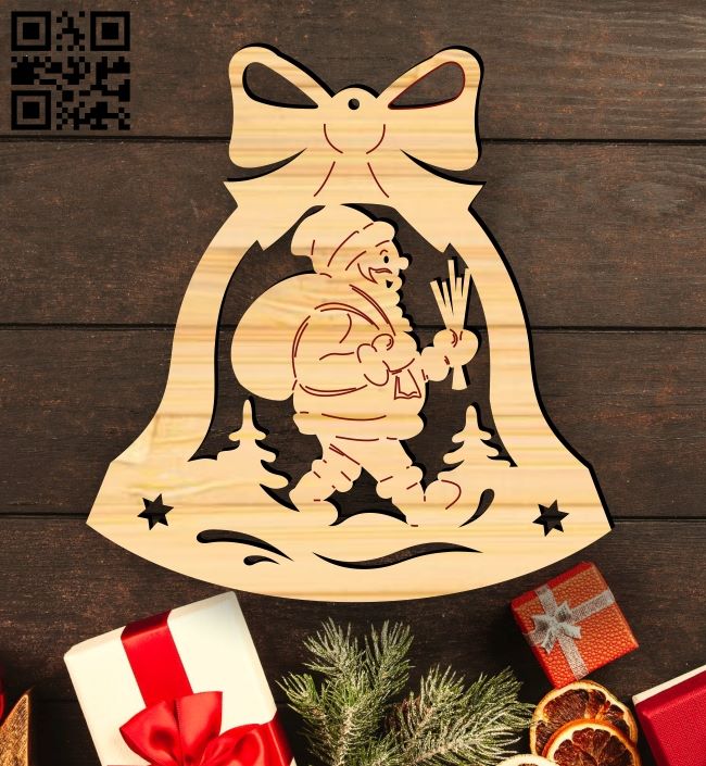 Santa Claus with bell E0017975 File cdr and dxf free vector download for laser cut