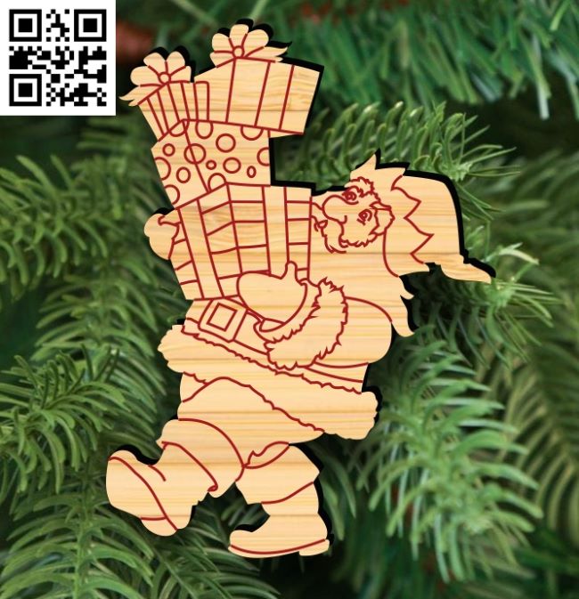 Santa Claus with gifts E0017883 file cdr and dxf free vector download for Laser cut