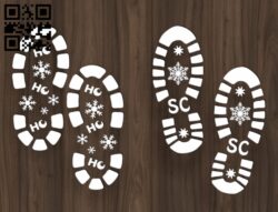 Santa’s footprints E0017863 file cdr and dxf free vector download for Laser cut