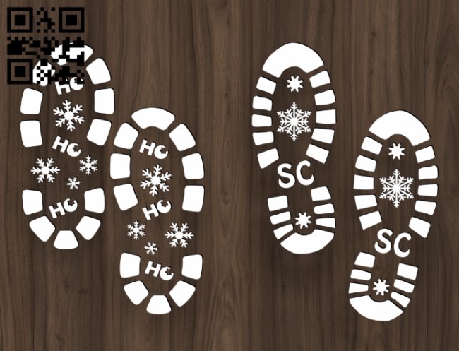 Santa's footprints E0017863 file cdr and dxf free vector download for Laser cut