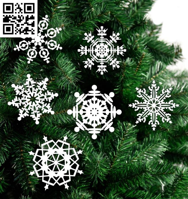 Snowflakes E0017953 file cdr and dxf free vector download for Laser cut