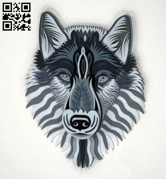 Wolf head E0017957 file cdr and dxf free vector download for laser cut