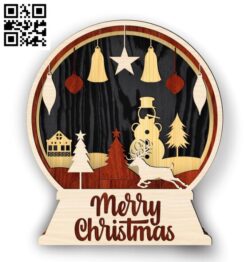3D layerd snow Christmas globe E0018083 file cdr and dxf free vector download for laser cut