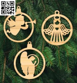 Angel Christmas ornament E0018040 file cdr and dxf free vector download for laser cut