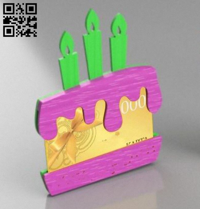 Birthday cake card holder E0018117 file cdr and dxf free vector download for laser cut