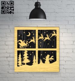 Christmas Window Panel E0018105 file cdr and dxf free vector download for laser cut