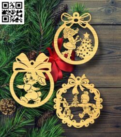 Christmas ball E0017988 file cdr and dxf free vector download for laser cut