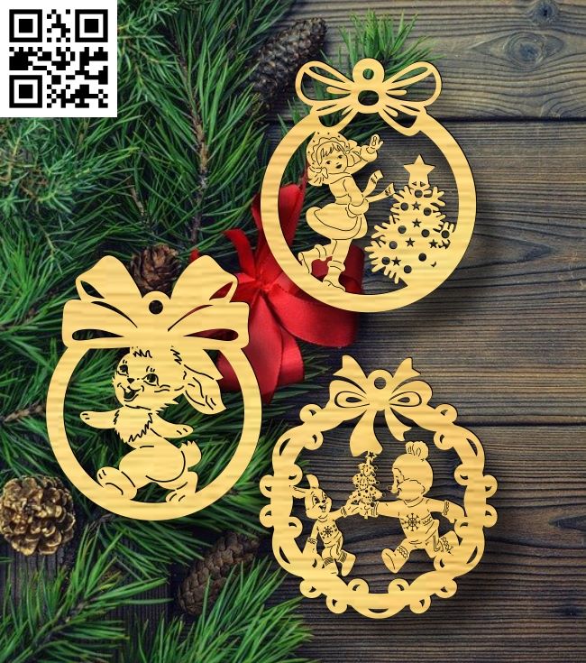 Christmas ball E0017988 file cdr and dxf free vector download for laser cut