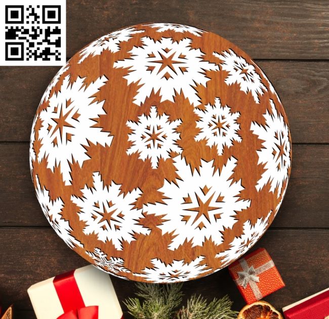 Christmas ball E0017993 file cdr and dxf free vector download for laser cut