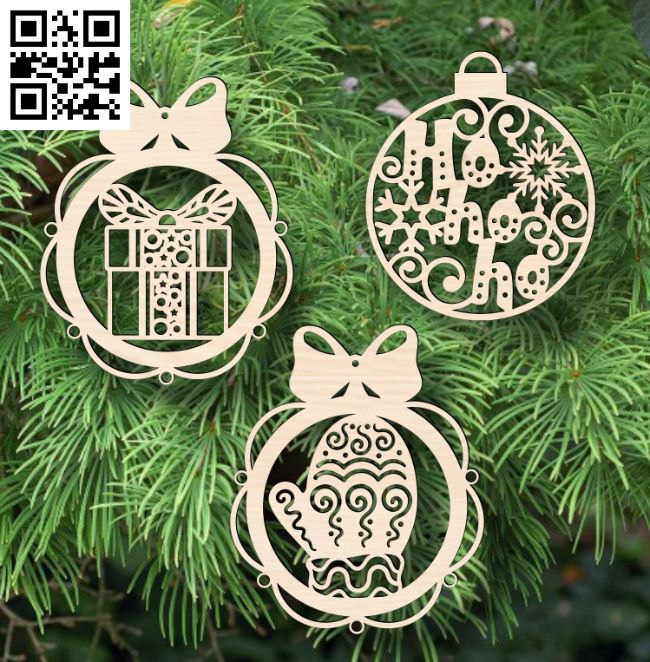 Christmas ball E0018008 file cdr and dxf free vector download for Laser cut