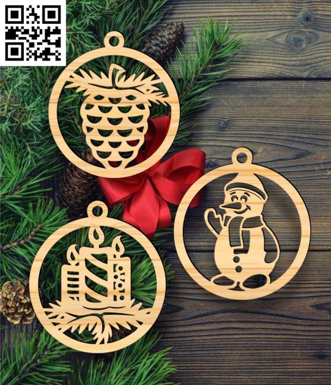Christmas ball E0018036 file cdr and dxf free vector download for laser cut